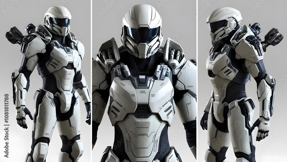 Aufkleber Futuristic action character sci-fi setting digital artwork high-tech environment close-up view concept art