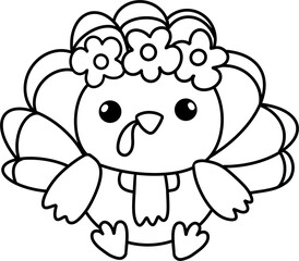 Cute turkey illustration For thankgiving