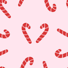 Candy cane seamless pattern. Christmas and Happy New Year design for wrapping paper or fabric.