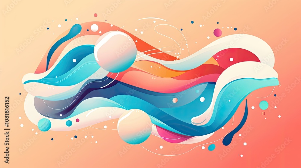 Poster Bright, fluid shapes blending into a gradient