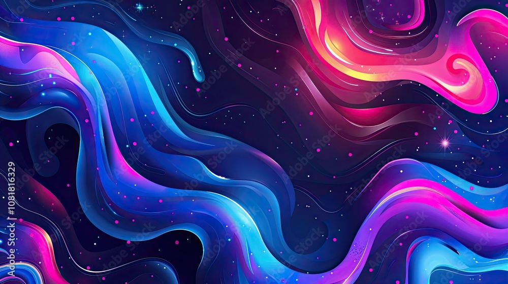 Poster bright, fluid shapes blending into a gradient
