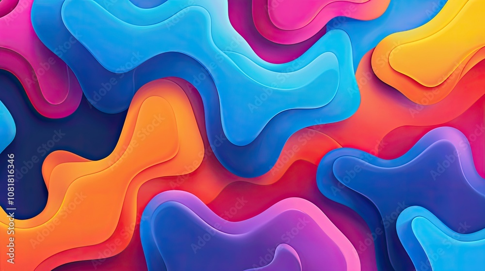 Poster bright, fluid shapes blending into a gradient