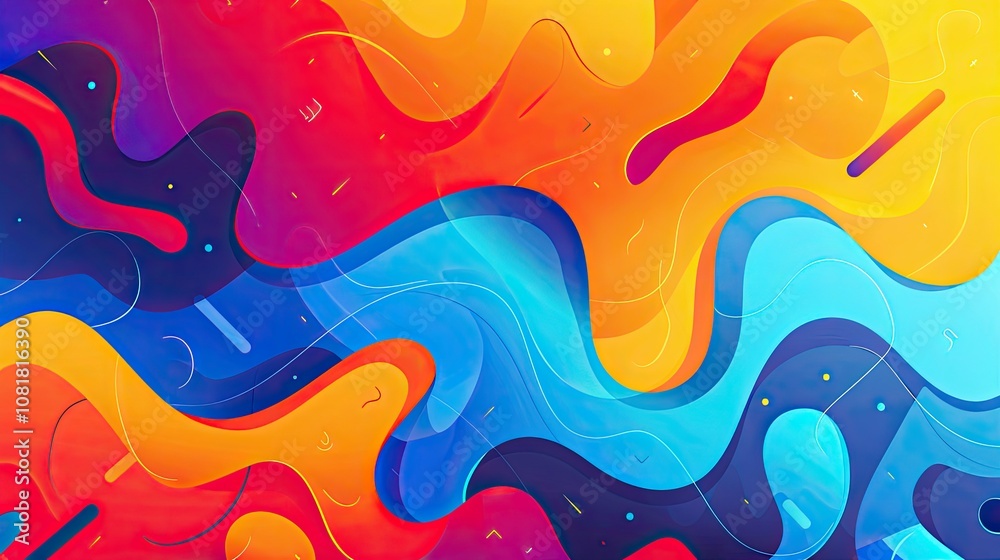 Poster bright, fluid shapes blending into a gradient