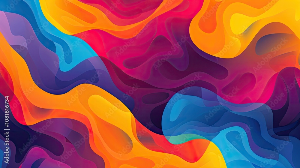 Poster bright, fluid shapes blending into a gradient