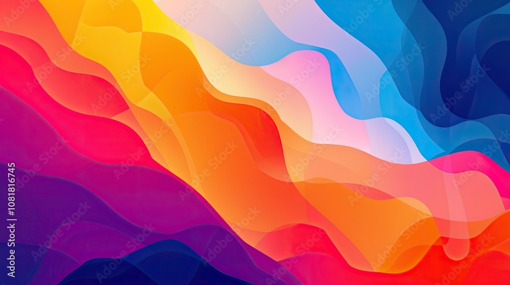 Poster bright, fluid shapes blending into a gradient