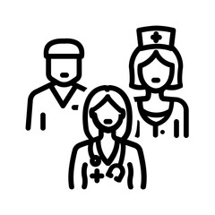 Vector black line icon for Medical staff