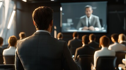 Fototapeta premium Group of businesspeople listening to their boss giving a presentation.