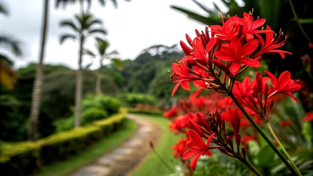 'Vibrant Red Carao Flowers in High Depth of Field'