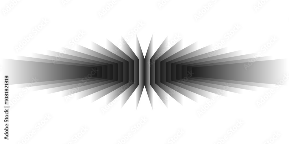 Wall mural abstract 3d perspective rectangles overlay pattern black and white, grey gradient on transparent bac