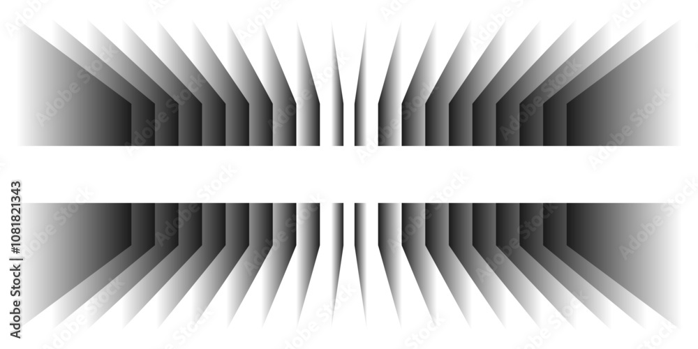 Poster abstract 3d perspective rectangles overlay pattern black and white, grey gradient on transparent bac