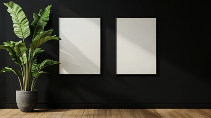 Mockup Frames Black Wall.