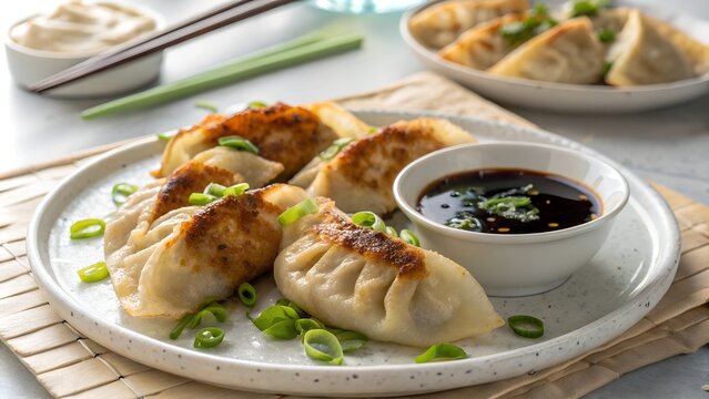 Korean Mandu Dumplings with Soy and Sesame Sauce