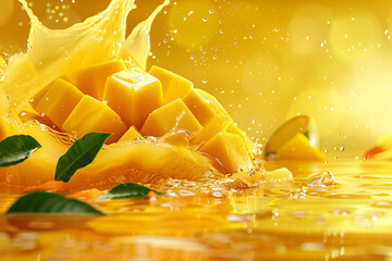 Refreshing Fresh Fruit Juice with Ice and Citrus Slices, Healthy Tropical Beverage in a Glass