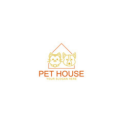 Dog cat pet house home line icon isolated on white background