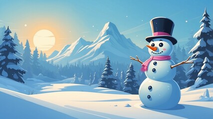 Obraz premium snowman in the snow background
