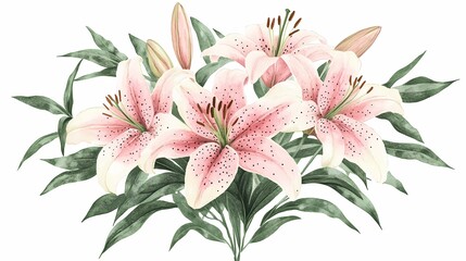 Retro colorful lily pattern illustration poster background