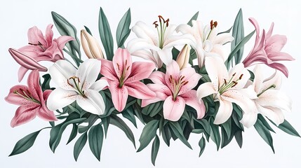 Retro colorful lily pattern illustration poster background