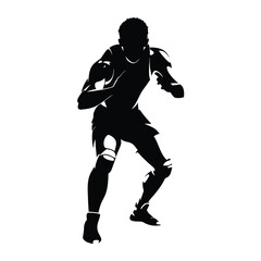 Fototapeta premium A man is standing in a boxing ring. He is wearing a black shirt and black pants. He is holding his hands up in the air