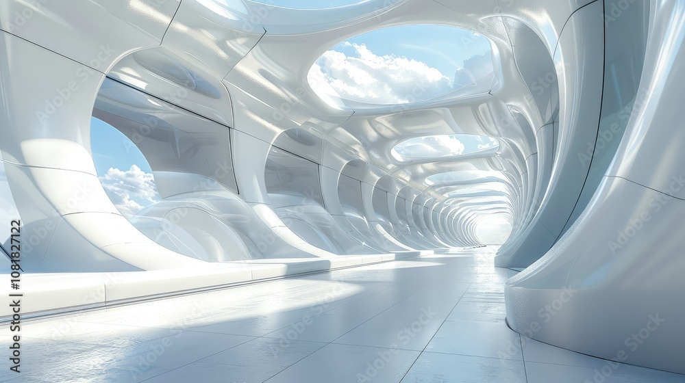 Poster Abstract render of a futuristic building concept