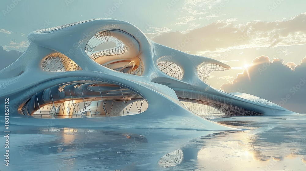 Aufkleber abstract render of a futuristic building concept