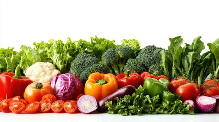 Fresh vegetables background, white background