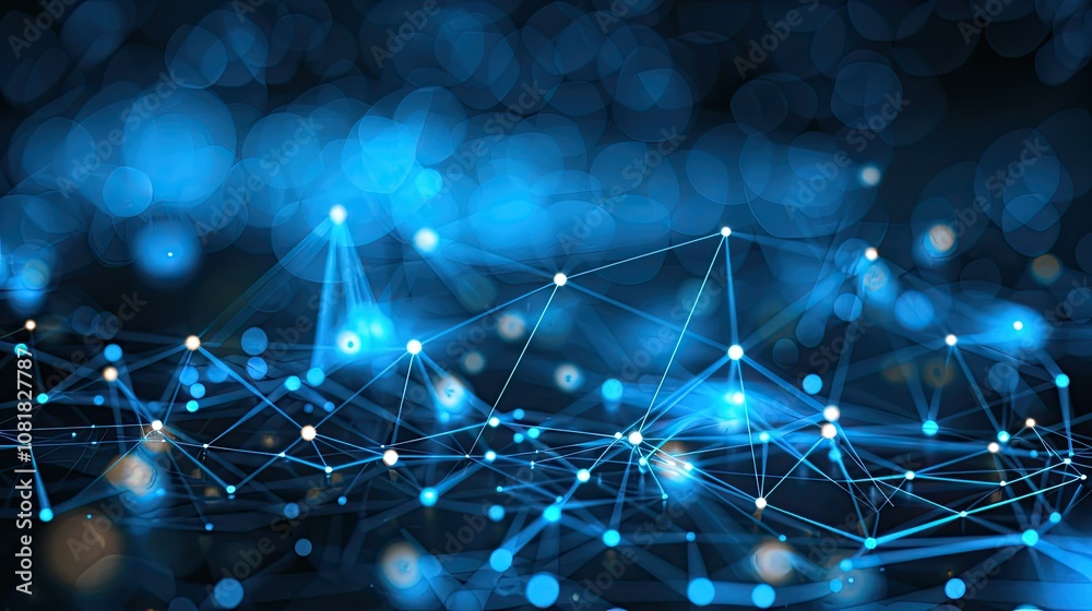 Poster Abstract network lines and particles forming a digital web