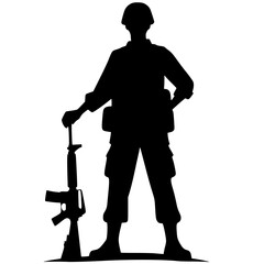 Silhouettes of war soldiers