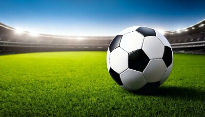 Fototapeta premium Soccer ball on grass background