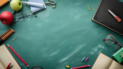 dynamic back to school background with a burst of colorful geometric shapes and symbols representing different academic subjects. Generative Ai�