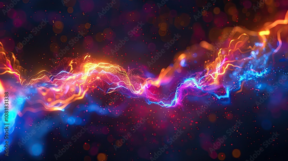 Poster abstract energy flow with colorful light effects