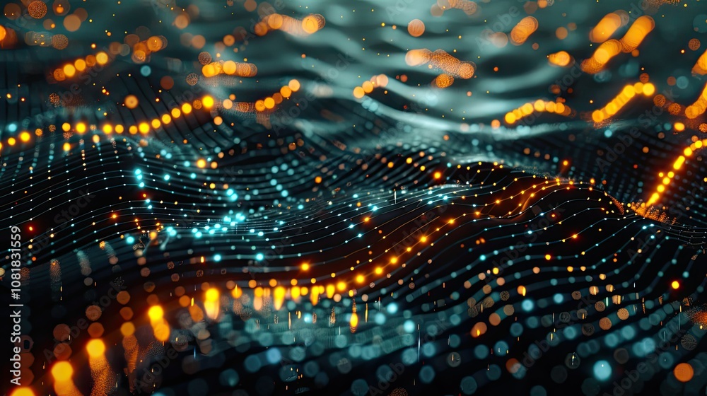 Poster abstract digital grid with glowing nodes