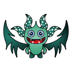 illustration unique monster design mascot. Design for digital print and coloring book