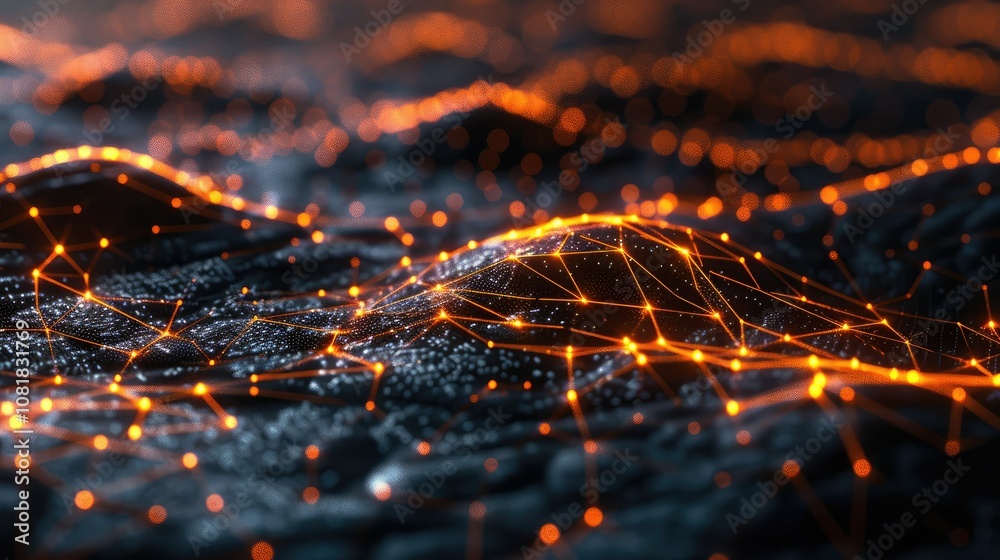 Poster Abstract digital grid with glowing nodes