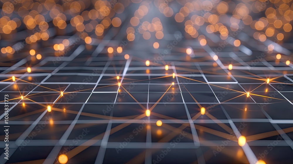Poster abstract digital grid with glowing nodes