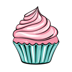 Cupcake icon, vector illustration with a white background