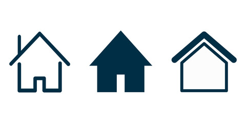 Set of house icons in different styles. Simple home symbols for web design and user interfaces.