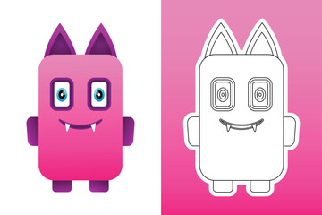 monster colorful vector design mascot. Design for digital print,stickers and coloring book