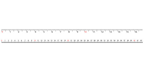 Metric ruler with numerical markings from 0 to 40 centimeters. Measurement tool for precision and drafting.