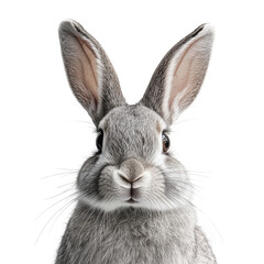 Stylish Grey Rabbit Sitting on a Colorful Fabric Background - Perfect for Pet Lovers and Fashion Enthusiasts, on the transparent background