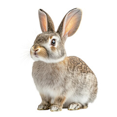 Obraz premium A Charming Grey Rabbit Sitting Gracefully in a Lush Green Garden, Perfect for Illustrating Nature's Beauty and Serenity, on the transparent background