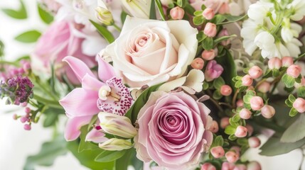 A Delicate Bouquet of Pink and White Flowers