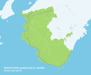 日本の和歌山県の緑色のシンプルなロードマップ