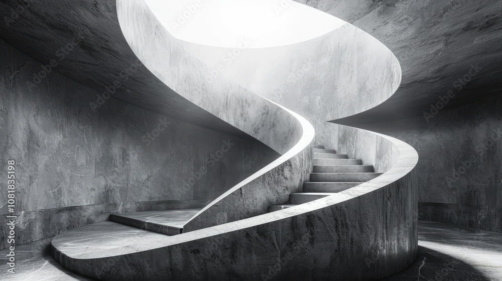 Poster Abstract architectural rendering of a spiral staircase