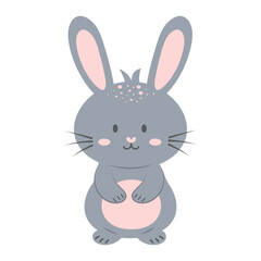 Cute rabbit. Cartoon forest character isolated on white background.