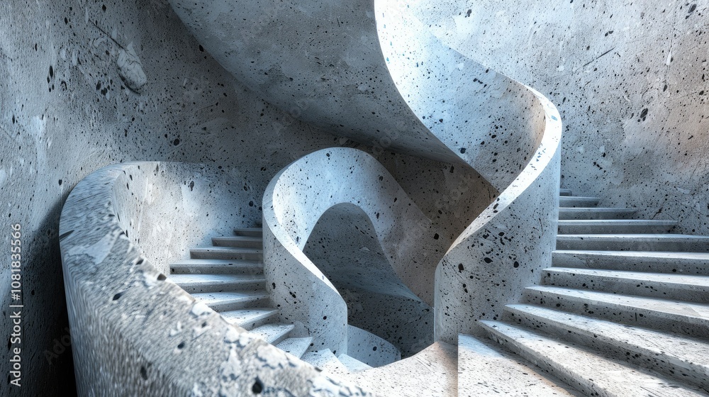 Poster Abstract architectural rendering of a spiral staircase