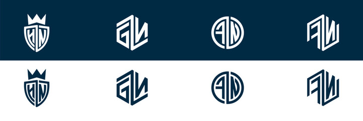 Trendy FN NF letter logo design