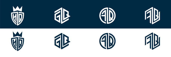 Trendy FQ QF letter logo design