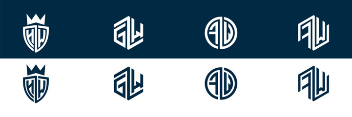 Trendy FW WF letter logo design