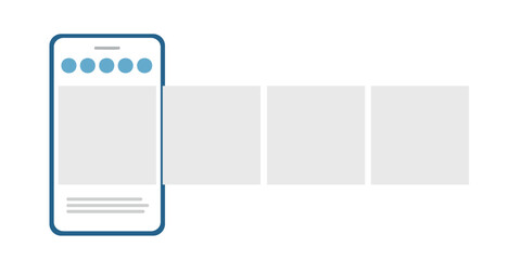 Mobile phone icon with three horizontal placeholders, simulating a carousel of images or content. © Ophelia