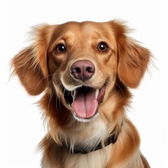 Fototapeta premium AI generated image of happy pet dog canine portrait on white background, pet care